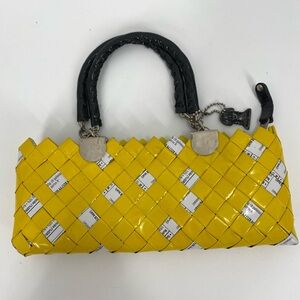 Nahui Ollin Yellow and Black Woven Handbag